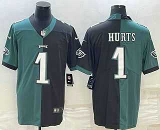 Mens Philadelphia Eagles #1 Jalen Hurts Green Black Two Tone Vapor Untouchable Stitched Limited Jersey